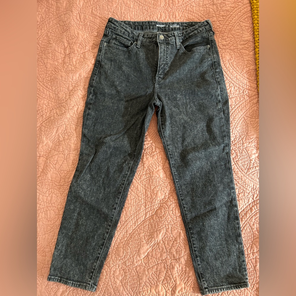 Old Navy Black Acid Wash OG Straight High Rise Jeans size 12